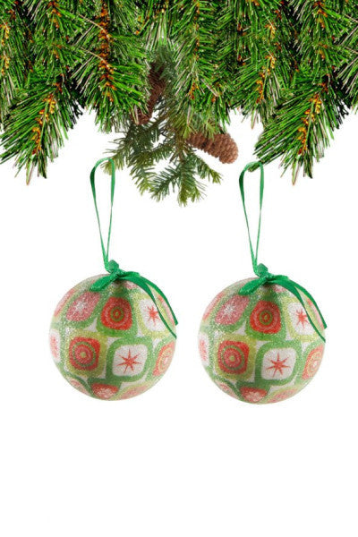 New Year Snowy Patterned Tree Ornament 6 Cm 6 Pcs