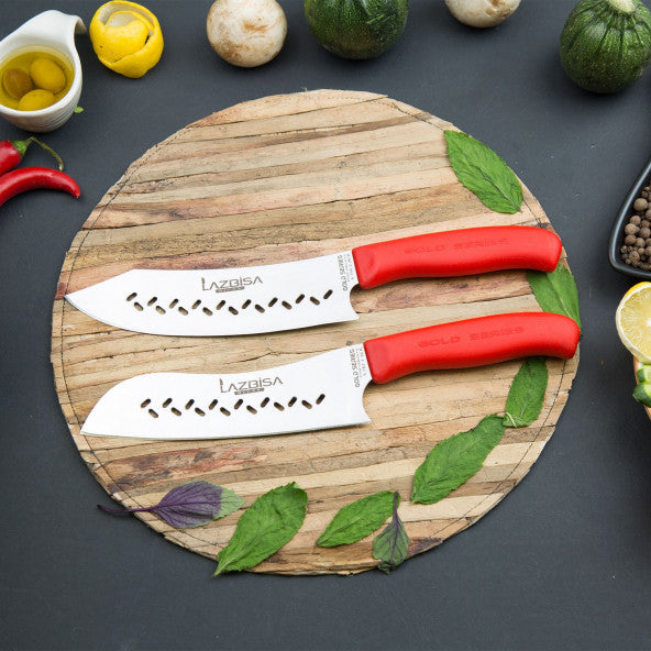 Lazbisa Kitchen Knife Set Meat Bread Vegetable Chef Knife Gold Series