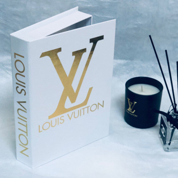 LOUIS VUITTON OPENABLE DECORATIVE BOOK BOX WHITE & GOLD