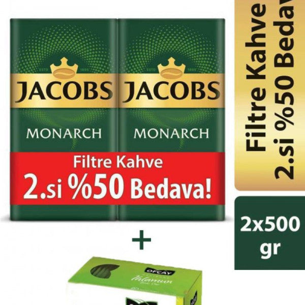 Jacobs Monarch Filter Coffee 2 x 500 gr + Ofçay Halisane Linden