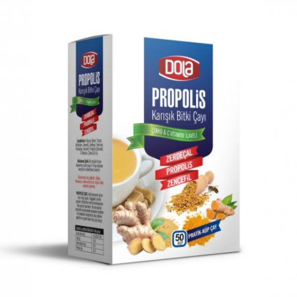 Dola Propolis Mixed Herbal Tea 150 g 2 Pieces of 50 Practical Atomic Tea Cubes with Zinc and Vitamin C Added