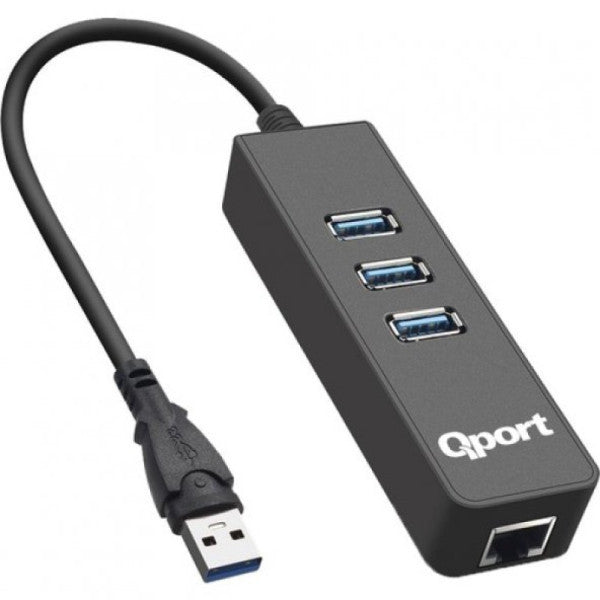 Qport Q-U3G 3Port Usb 3.0 Multiplexer & Gigabit Ethernet Adapter