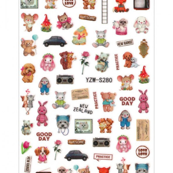 Cute Animals Colorful Nail Sticker