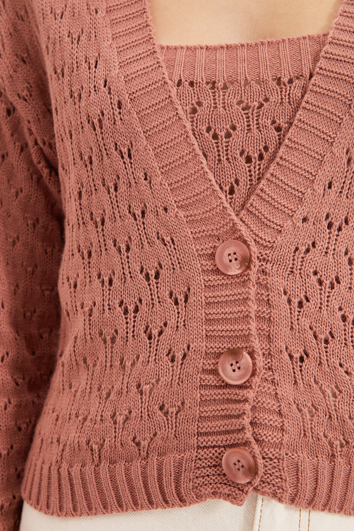 Wetsuit Tops |  Trendyolmilla Openwork Blouse- Cardigan Knitwear Suit Twoss20Hı0034.