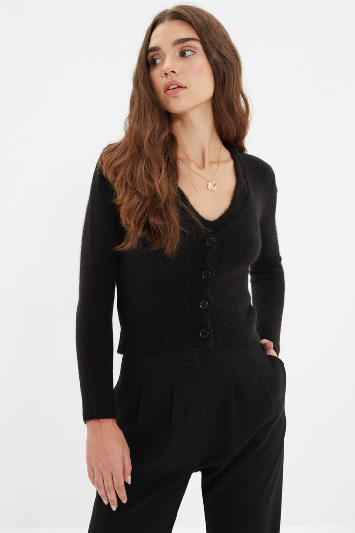 Wetsuit Tops |  Trendyolmilla Button Detailed Crop Blouse Cardigan Knitwear Suit Twoaw22Hı0756.