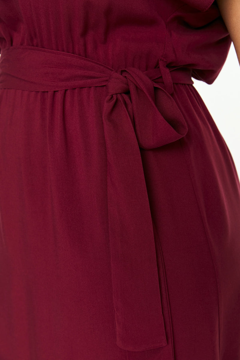 Trendyol Curve Plum Belted Woven Dress Tbbss22El0538