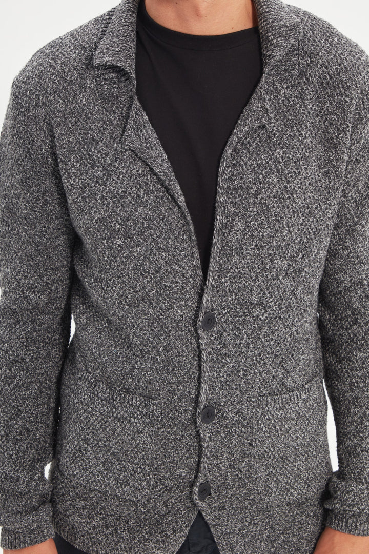 Wetsuit Tops |  Trendyol Man Men's Slim Fit Fitted Pockets Textured Men's Collar Knitwear Cardigan Tmnaw21Hı0060.