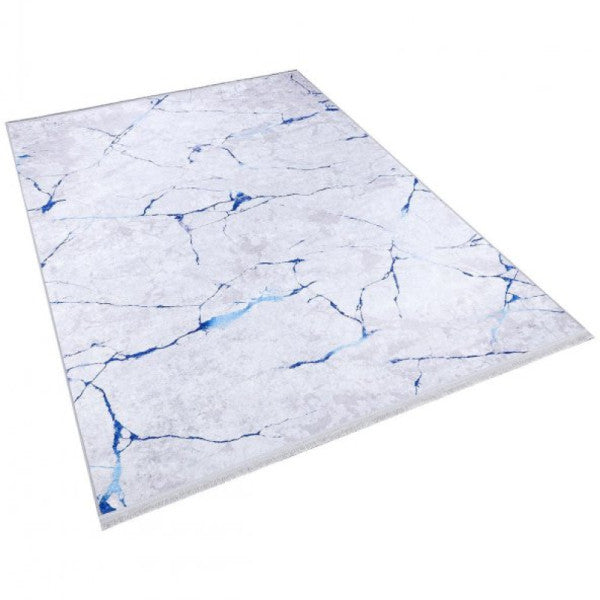 Frenda Home Marble Pattern Td350-00 Non-Slip Leather Floor Carpet Blue 80X200