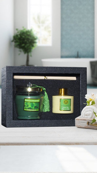 Arcus Bamboo & Green Tea Decorative Candle And Room Fragrance Set