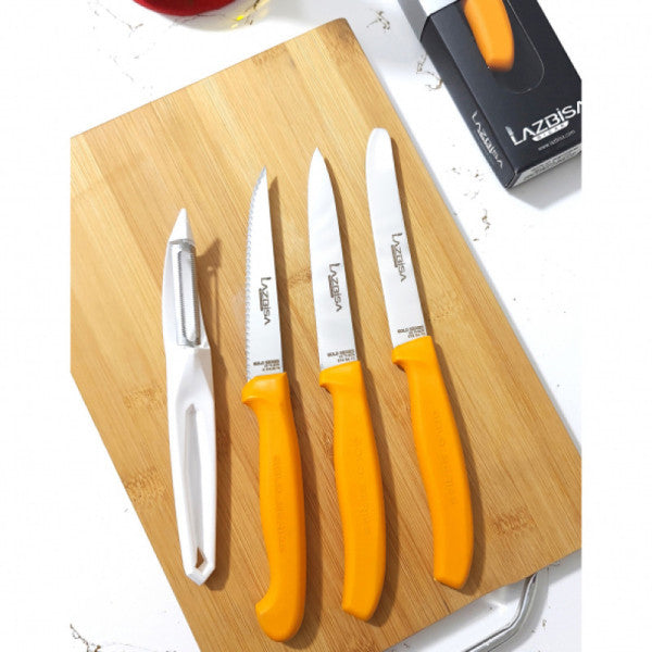 Lazbisa Kitchen Knife Set Meat Vegetable Fruit Bread Knife 6 Pcs Gold Series