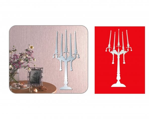 Wall Décor |  Mirrored Wall Decorations (Sticker) Shaped Candelabra.