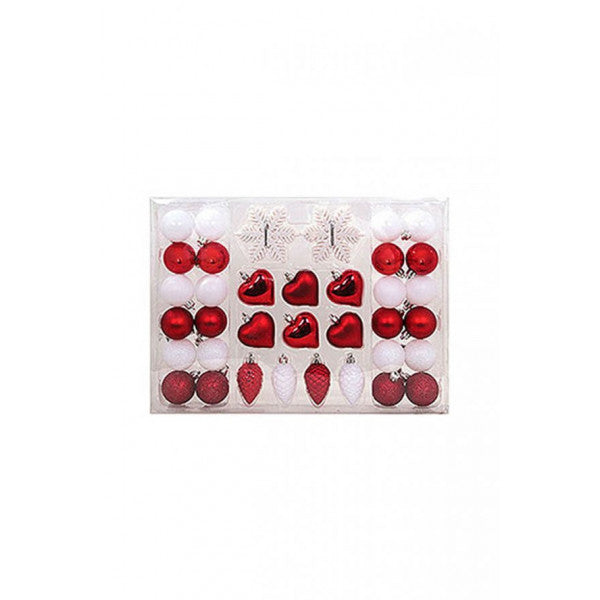 Red White Tree Ornament Set 46 Pieces