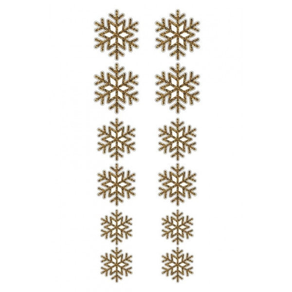 Gold Snowflake Sticker Set 12 Pieces