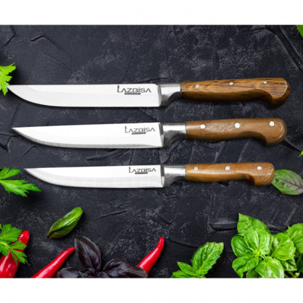 Lazbisa Kitchen Knife Set Meat Fruit Vegetable Bread Knife Set of 3 Pieces( 1-2-3)