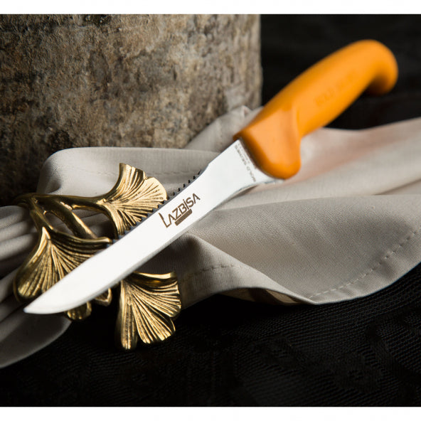 Knives |  Lazbisa Kitchen Knife Set Top Serrated Fillet Knife Gold Series.