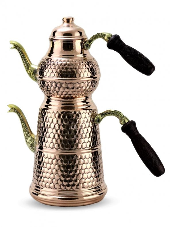 Morya Copper Turkish Tea Pots Teapot Set Warmer Coffee Teaware Kettle Infuser Vintage Kitchen Decor Handmade 1.7L