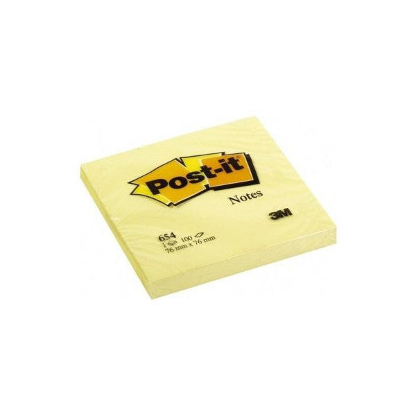 Post-It Sticky Note Paper 100 Sheets 76X76 Yellow 654