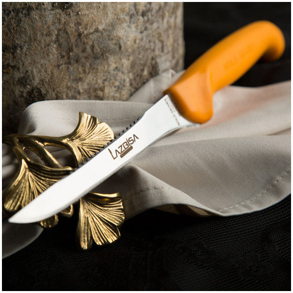 Knives |  Lazbisa Kitchen Knife Set Top Serrated Fillet Knife Gold Series.