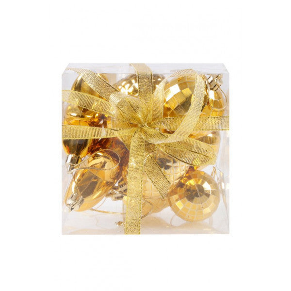 New Year Night Themed Gold Luxury Tree Ornament Set 6 Cm 9 Lu