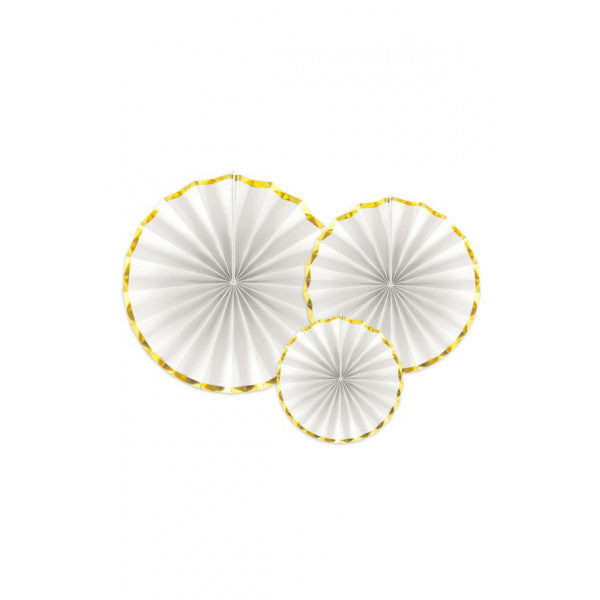 Gold Gilded White Fan Ornament Set 3 İn 1