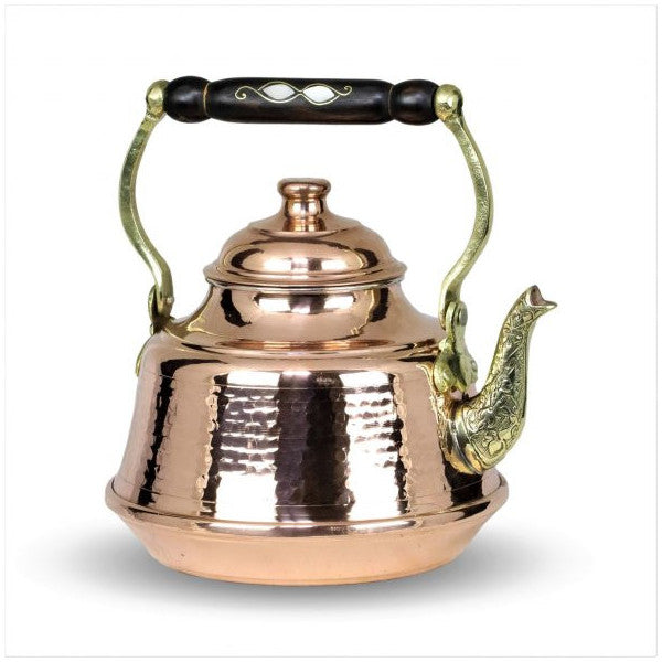 Morya Copper Turkish Tea Pots Teapot Set Warmer Coffee Teaware Kettle Infuser Vintage Kitchen Decor Handmade 2.4 Lt