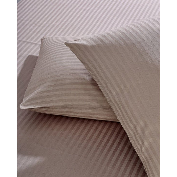 Komfort Home Striped Cotton Satin Pillow Case / Coffee With Milk (1 Piece)