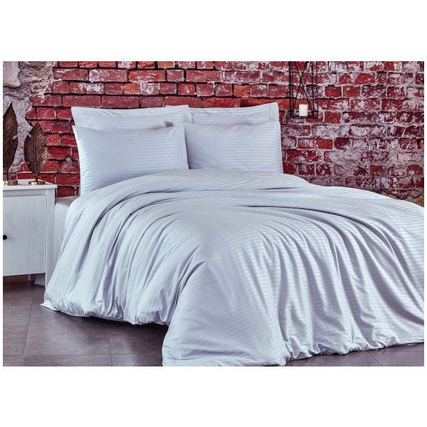 Komfort Home King Size Striped Cotton Satin Duvet Cover Set