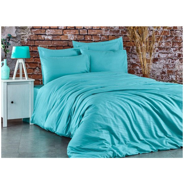 Komfort Home Double Striped Cotton Satin Duvet Cover Set