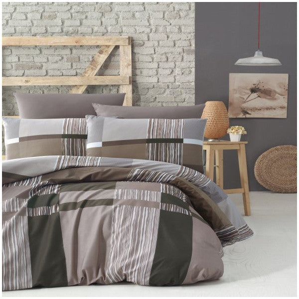 Komfort Home Double Ranforce Duvet Cover Set (Estela Brown)