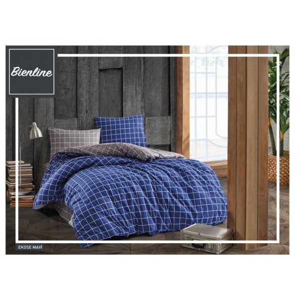 Komfort Home Single Ranforce Duvet Cover Set / Plaid Blue