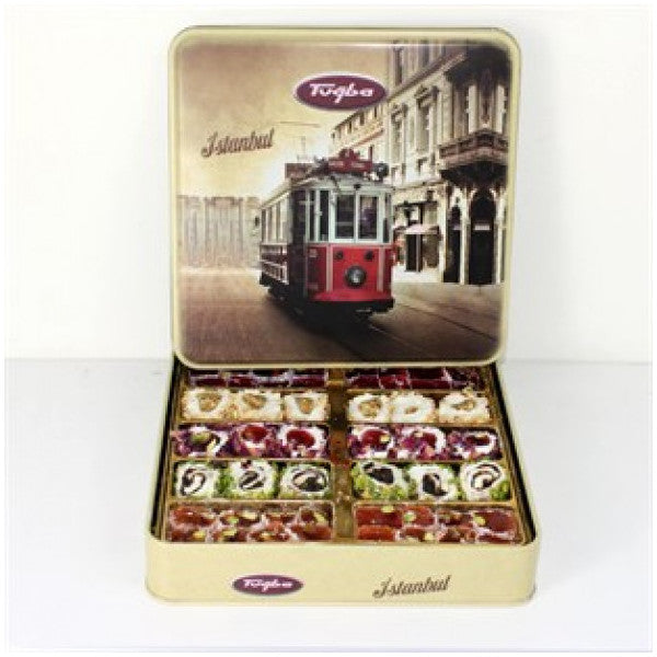 Tuğba Mixed Turkish Delight with Pistachio in Tram Box 500Gr