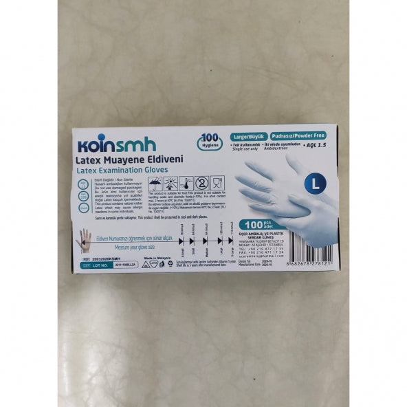 Supermarket |  Koinsmh Latex Examination Gloves Powder Free (L).