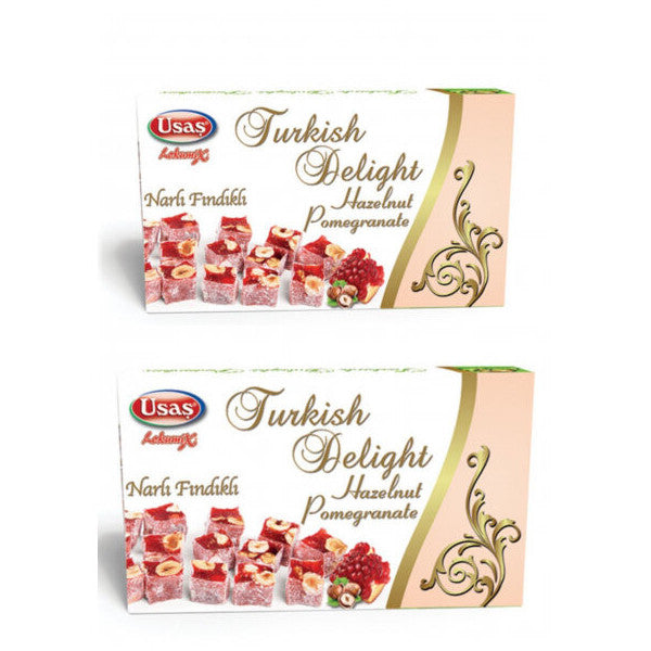 Pomegranate Flavored Turkish Delight With Hazelnut 350Gr X 2 Boxes