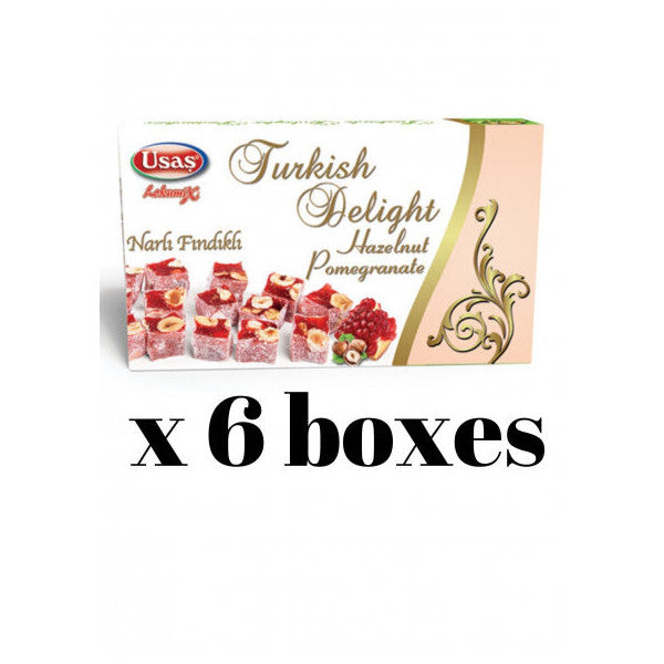 Pomegranate Flavored Turkish Delight With Hazelnut 350 Gr X 6 Boxes