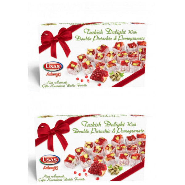 Turkish Delight Double Pistachio  With Pomegranate 350 Gr X 2 Pieces