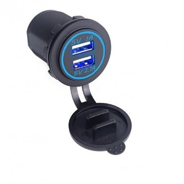 In-Car Dual Port Usb Charger Working Between 12-32V Blue Color