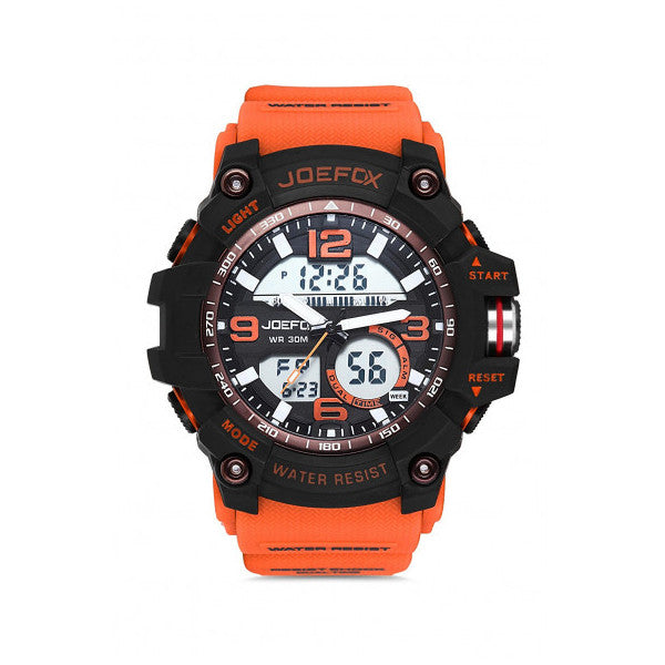 Joefox Digital Analog Silicone Band Men's Watch Orange