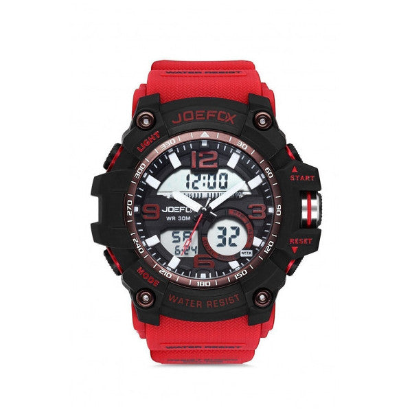 Joefox Digital Analog Silicone Band Men's Men's Watch Red