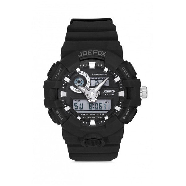 Joefox Digital Analog Silicone Band Men's Men's Watch (Black)