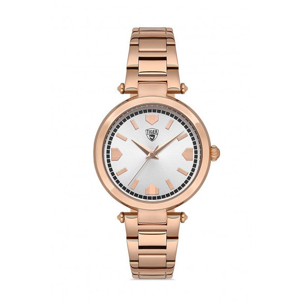 Tiger - Rose Gold Colored Steel Strap Women's Wristwatch (Turkey Official Distributor Guaranteed) TI-562-A