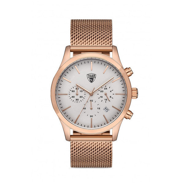 Tiger Rose Gold Color Functional Straw Men's Watch T-607-A