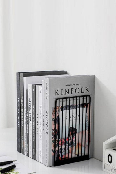 Decorative Metal Book Holder - Shelf Organizer