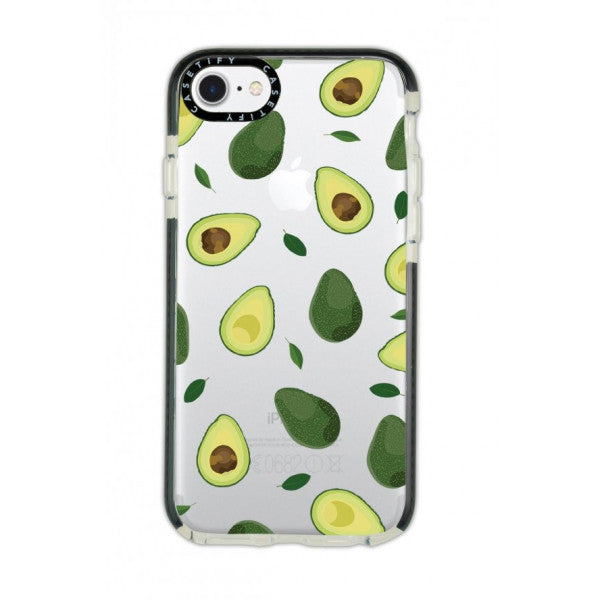 iPhone 8 Casetify Avocado Patterned Anti Shock Premium Silicone Phone Case with Black Edge Detail