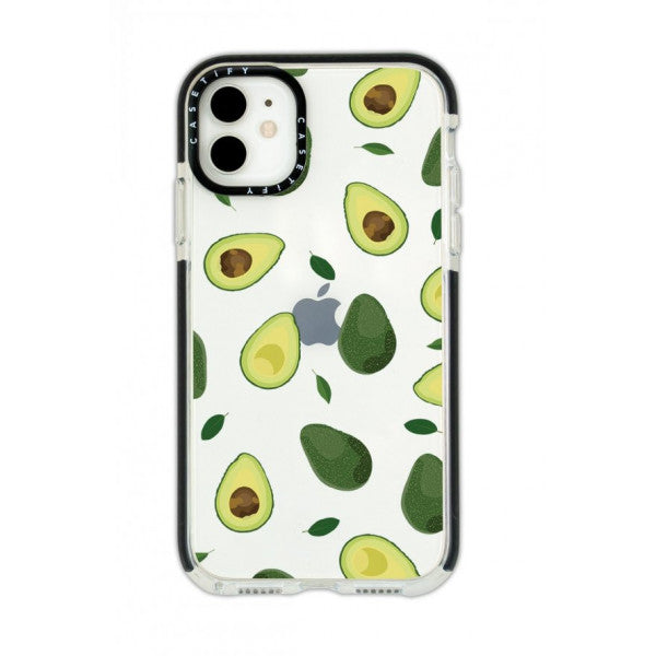 iPhone 11 Casetify Avocado Patterned Anti Shock Premium Silicone Phone Case with Black Edge Detail