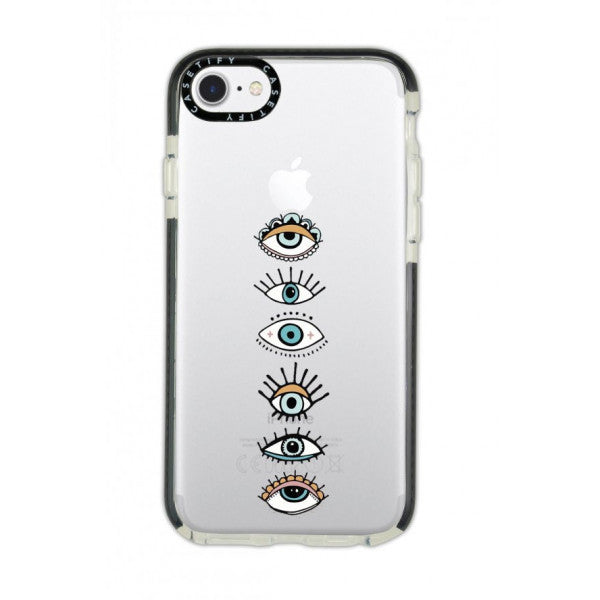 iPhone 7 Casetify Colorful Eyes Patterned Anti Shock Premium Silicone Phone Case with Black Edge Detail