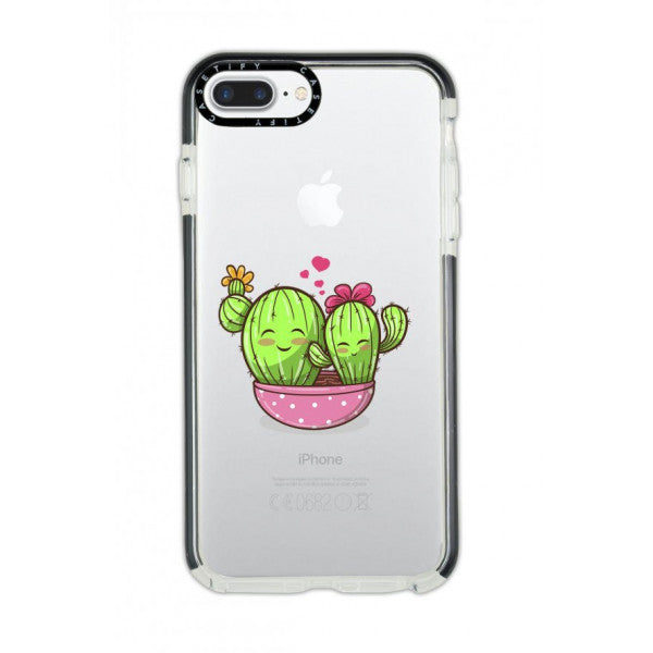 iPhone 7 Plus Casetify Cute Cacti Patterned Anti Shock Premium Silicone Black Edge Detailed Phone Case