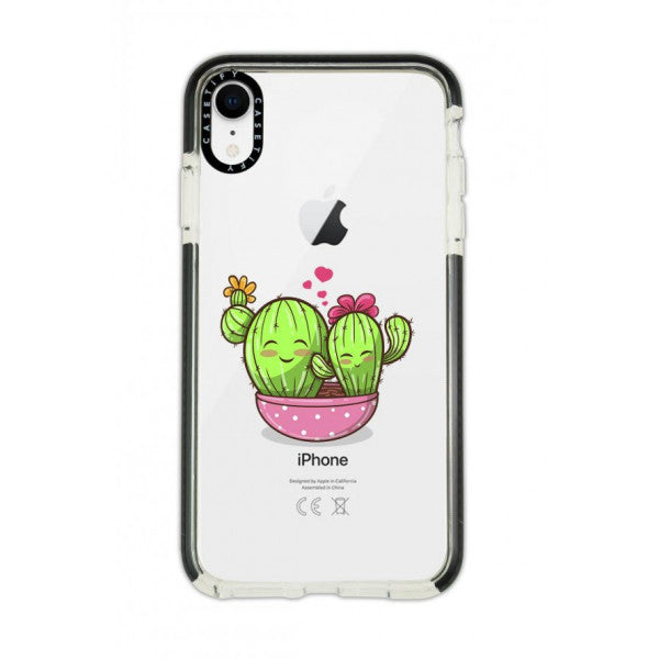 iPhone XR Casetify Cute Cacti Patterned Anti Shock Premium Silicone Black Edge Detailed Phone Case