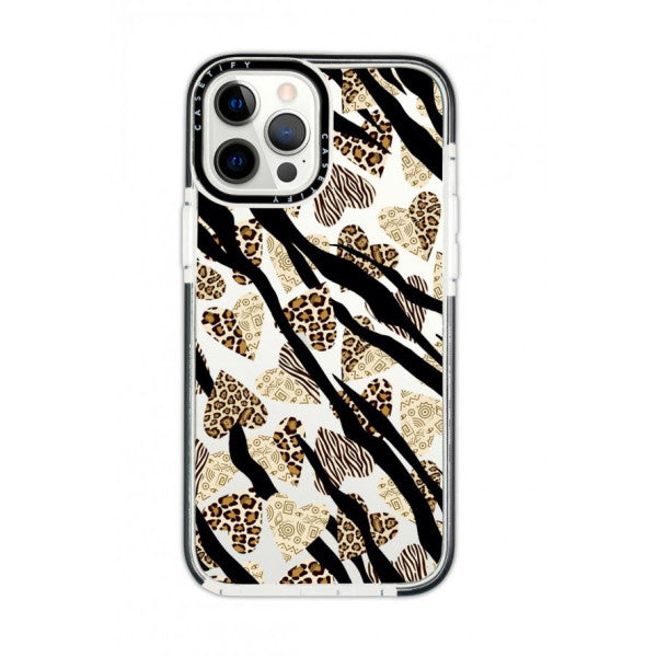 iPhone 12 Pro Casetify Love Animal Pattern Patterned Anti Shock Premium Silicone Phone Case with Black Edge Detail