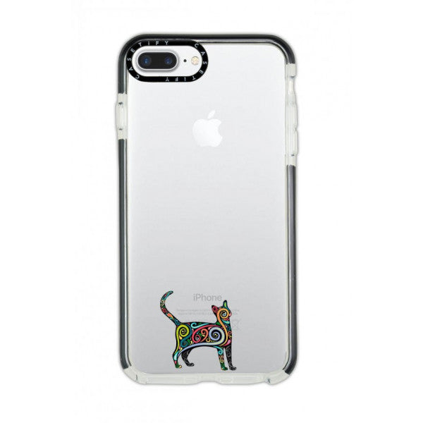 iPhone 8 Plus Casetify Mandala Cat Patterned Anti Shock Premium Silicone Black Edge Detailed Phone Case