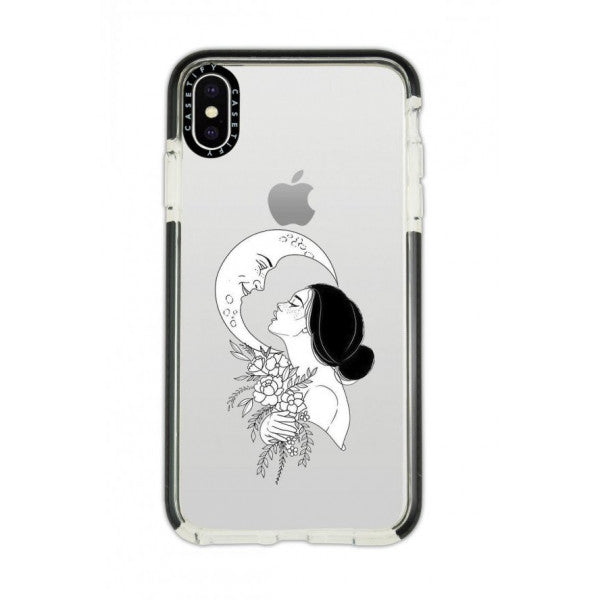 iPhone Xs Max Casetify Moon And Women Patterned Anti Shock Premium Silicone Black Edge Detailed Phone Case